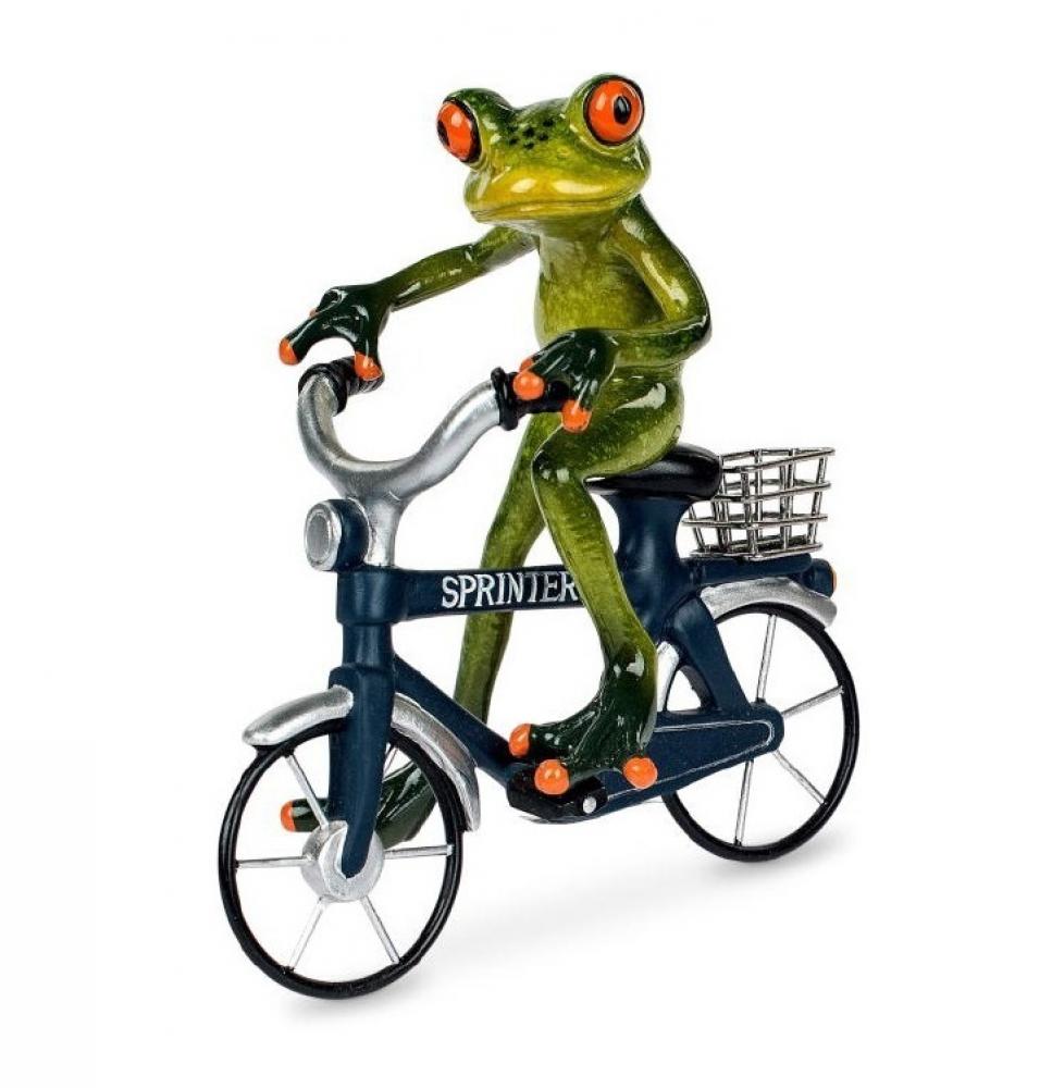 Frosch-Mann auf Fahrrad, 16 cm